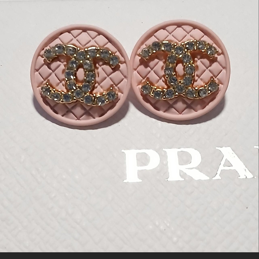 Quilted Pink and Gold Earrings